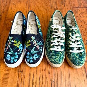 Meds & Rifle paper co collab, floral slip ins and monstera sneakers